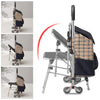 Foldable Stair-Climbing Shopping Cart with Seat