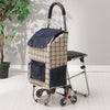 Foldable Stair-Climbing Shopping Cart with Seat